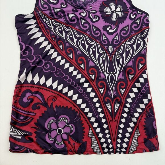 YMX YellowMan Cycling Tank Top Lightweight Sz S Purple Paisley Athletic Workout - Picture 6 of 9